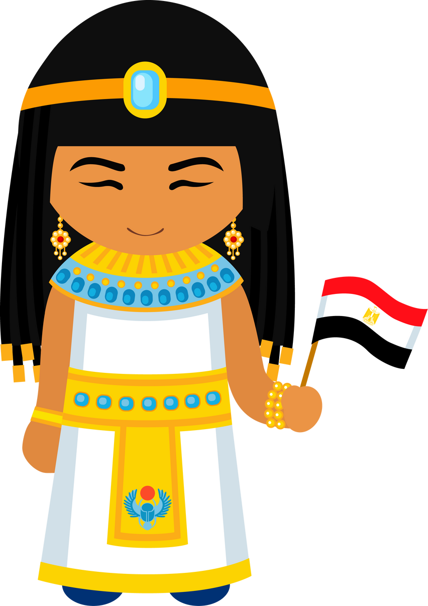 Woman in Egypt dress with national flag.